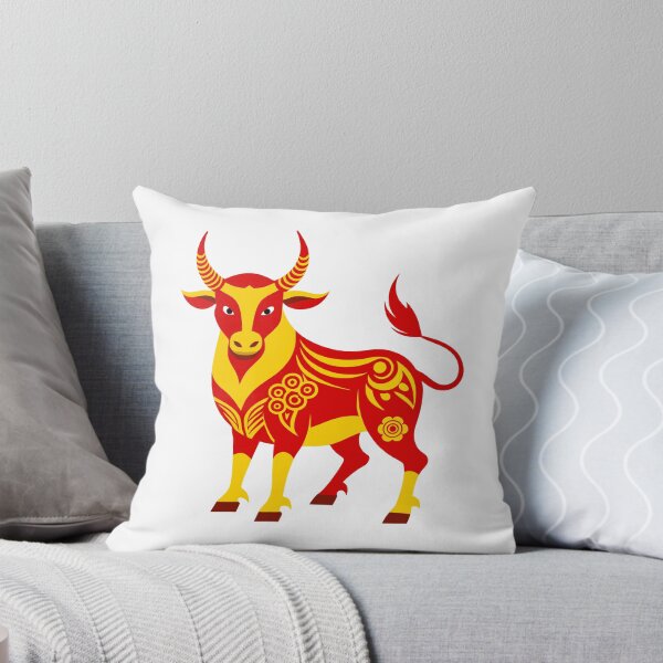 Item preview, Majestic Red and Gold Chinese Zodiac Ox with Floral Motifs designed and sold by Jirada.