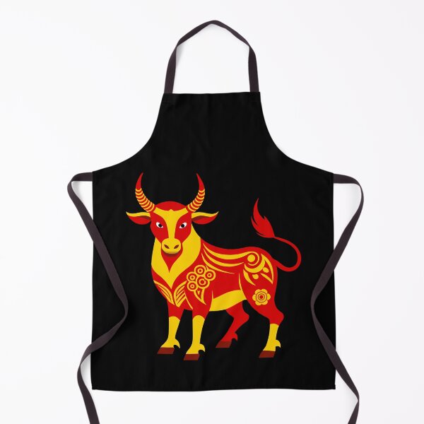 Item preview, Majestic Red and Gold Chinese Zodiac Ox with Floral Motifs designed and sold by Jirada.