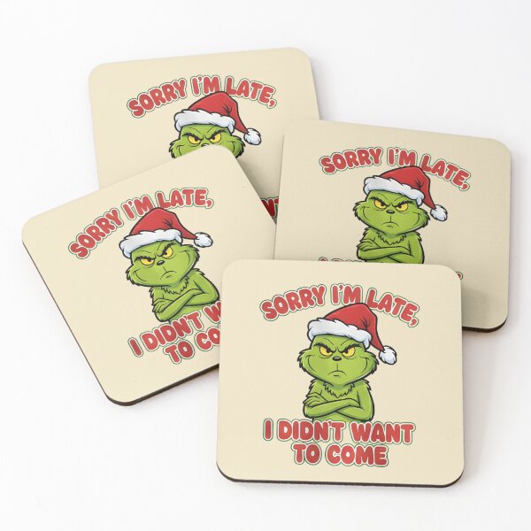Item preview, Funny Grumpy Green Christmas T-Shirt - Sorry I’m Late I Didn’t Want to Come - Sarcastic Holiday Character Santa Hat Shirt - Mood Christmas Vector Graphic Tee designed and sold by ZyxDes.