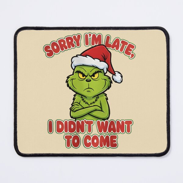 Item preview, Funny Grumpy Green Christmas T-Shirt - Sorry I’m Late I Didn’t Want to Come - Sarcastic Holiday Character Santa Hat Shirt - Mood Christmas Vector Graphic Tee designed and sold by ZyxDes.