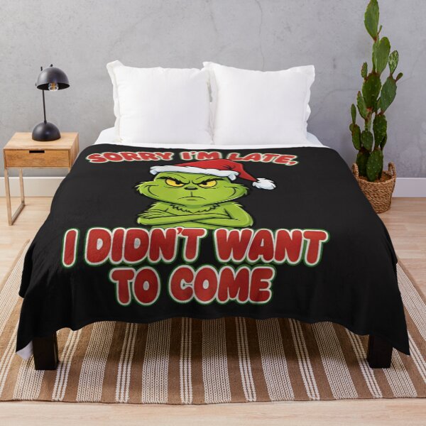 Item preview, Funny Grumpy Green Christmas T-Shirt - Sorry I’m Late I Didn’t Want to Come - Sarcastic Holiday Character Santa Hat Shirt - Mood Christmas Vector Graphic Tee designed and sold by ZyxDes.