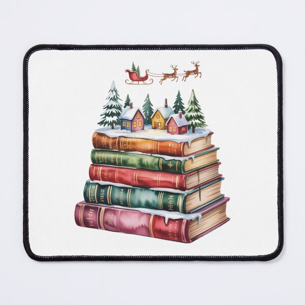 Item preview, Whimsical Christmas Book Stack Village – Cozy Winter Reading Illustration designed and sold by DigitalPrints26.