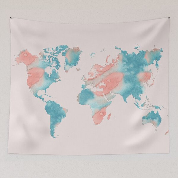 Item preview, World Map Watercolour 1 designed and sold by lolomastudio.