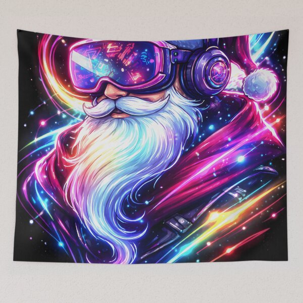 Item preview, Neon Gamer Santa RGB Glow | Cyberpunk Christmas Art for Gamers designed and sold by SoulenCify.