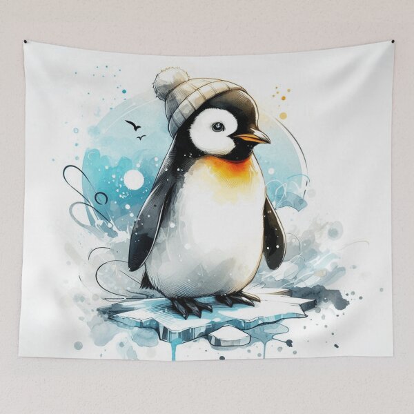 Item preview, Cute Watercolor Penguin in Knit Beanie designed and sold by BigBlueArt.