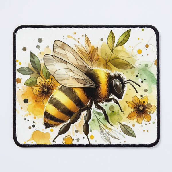 Item preview, Watercolor Bumblebee with Wildflowers and Honeycomb designed and sold by BigBlueArt.