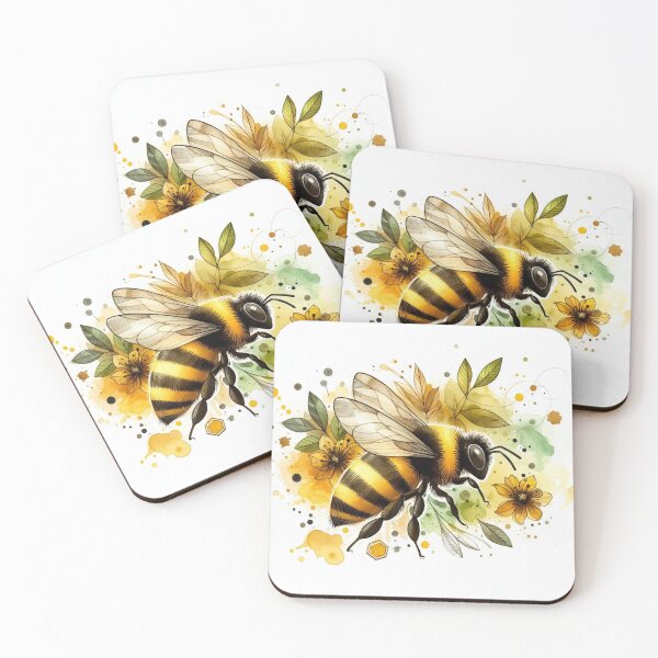 Item preview, Watercolor Bumblebee with Wildflowers and Honeycomb designed and sold by BigBlueArt.