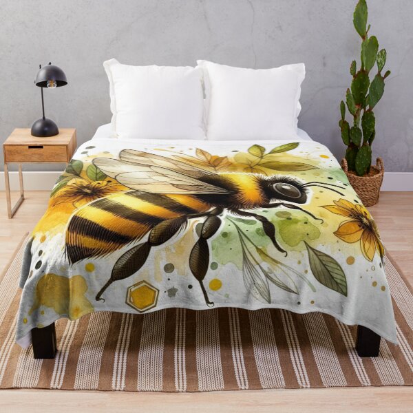Item preview, Watercolor Bumblebee with Wildflowers and Honeycomb designed and sold by BigBlueArt.