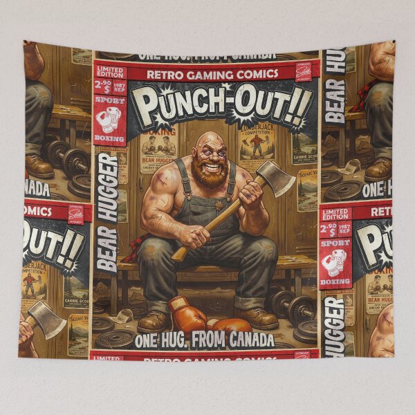 Item preview, Punch Out Bear Hugger Comic Cover Retro Gaming Art  designed and sold by Back2Collage.