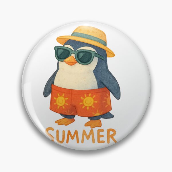 Item preview, Cute Summer Penguin with Sunglasses and Straw Hat designed and sold by BigBlueArt.