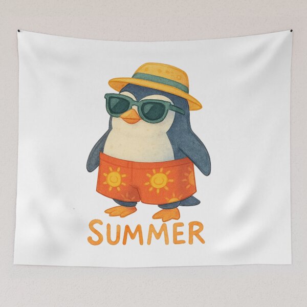 Item preview, Cute Summer Penguin with Sunglasses and Straw Hat designed and sold by BigBlueArt.