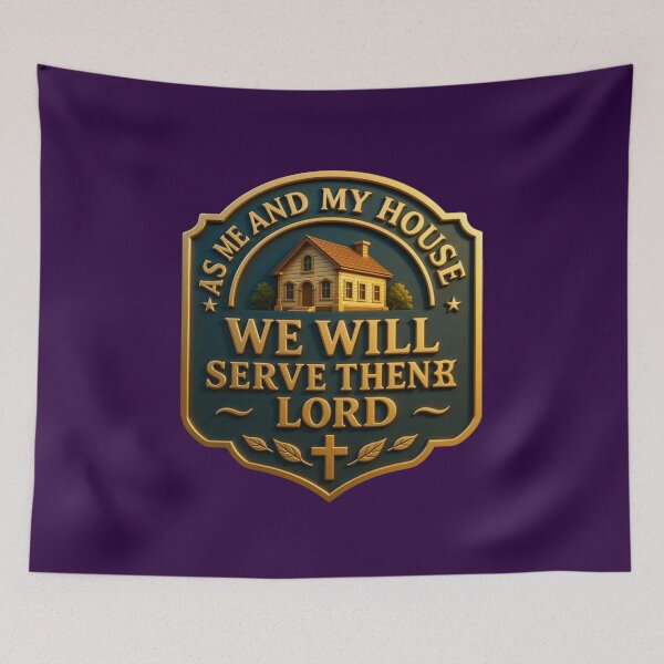 Item preview, As for Me and My House, We Will Serve the Lord – Powerful 3D Christian Faith Label, designed and sold by PaintMeWorld.