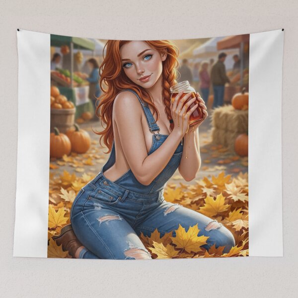 Item preview, Rowan with maple syrup in autumn market scene designed and sold by CathryneDelamort.