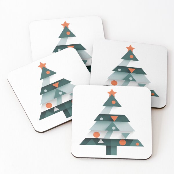 Item preview, Minimal Flat Christmas Tree Icon with Modern Geometric Shapes on White Background designed and sold by BankMano.