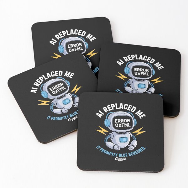 Item preview, AI Replaced Me Funny Programmer IT Tech Humor Blue Screen designed and sold by HORIZBoutique.