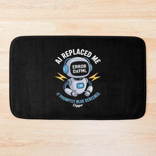 Item preview, AI Replaced Me Funny Programmer IT Tech Humor Blue Screen designed and sold by HORIZBoutique.
