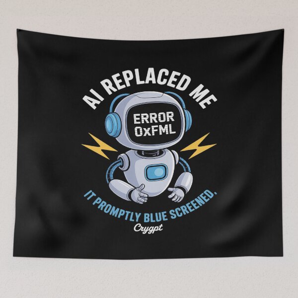 Item preview, AI Replaced Me Funny Programmer IT Tech Humor Blue Screen designed and sold by HORIZBoutique.