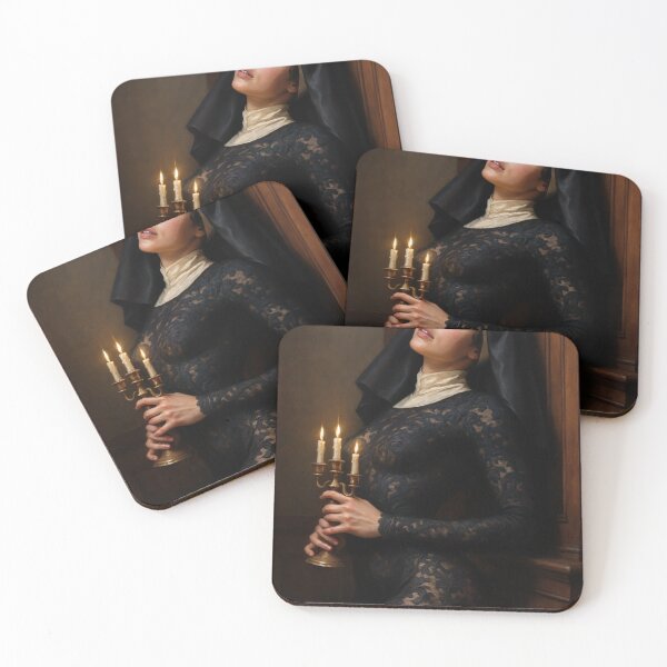 Item preview, Nun in lace holding candelabra with closed eyes designed and sold by CathryneDelamort.