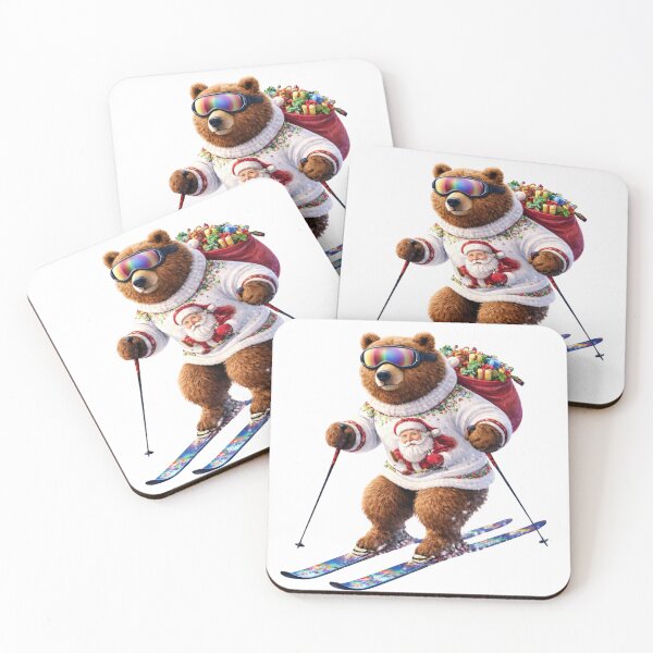 Item preview, Santa Bear on Skis – Funny Christmas bear with a sack of presents designed and sold by ParaSiempreS.