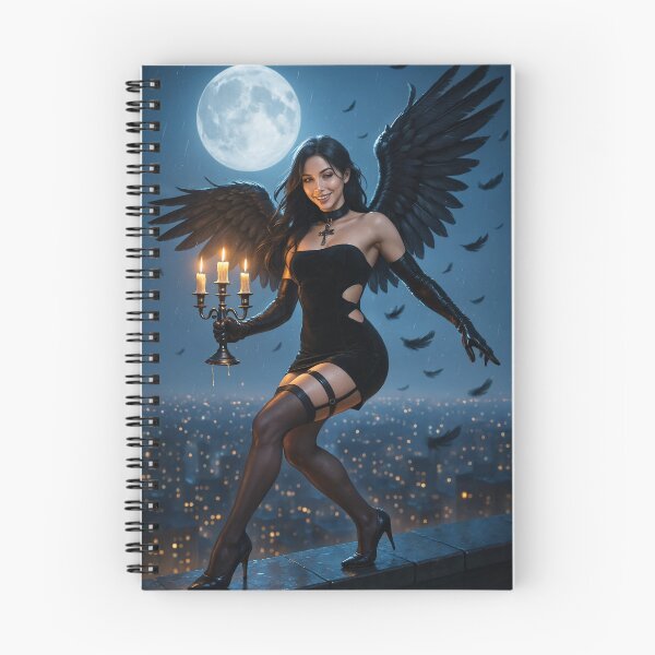 Item preview, Black winged woman holding candelabra designed and sold by CathryneDelamort.