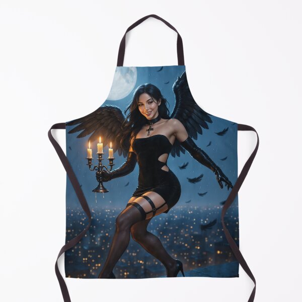 Item preview, Black winged woman holding candelabra designed and sold by CathryneDelamort.