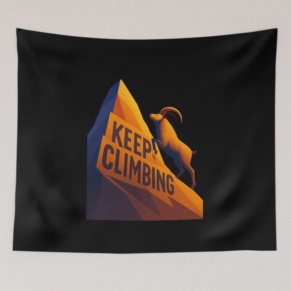 Item preview, Keep Climbing - Motivational Mountain Goat Illustration designed and sold by MKreative Studio.