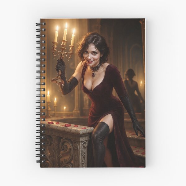Item preview, Elegant woman in velvet gown holding candelabra designed and sold by CathryneDelamort.