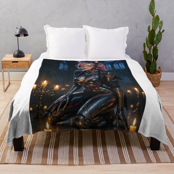 Item preview, Cybercat warrior kneels in cathedral designed and sold by CathryneDelamort.