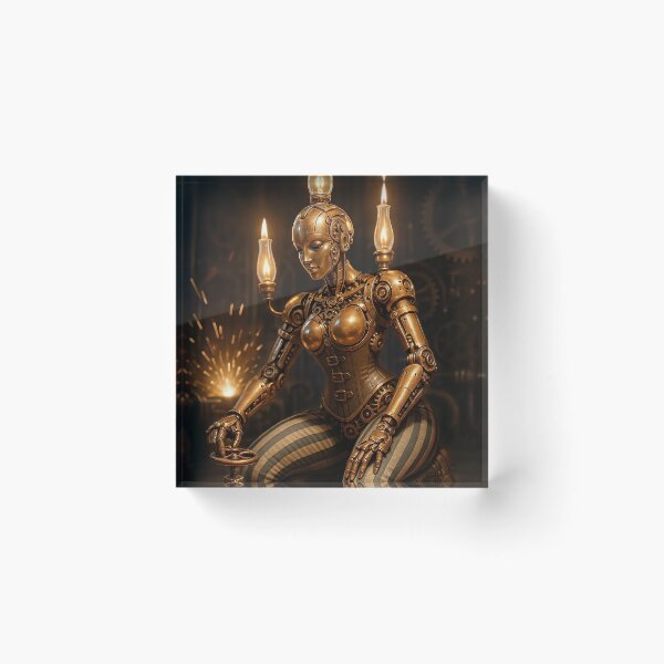 Artikelvorschau, Steampunk-Roboterfrau kniet neben einem Rohr entworfen und verkauft von CathryneDelamort.