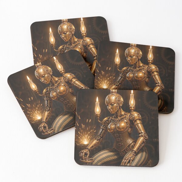 Item preview, Steampunk Robot Woman Kneeling by Pipe designed and sold by CathryneDelamort.