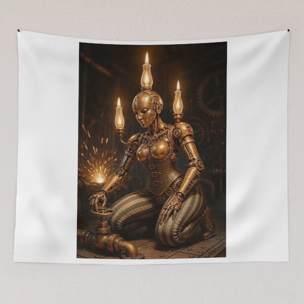 Item preview, Steampunk Robot Woman Kneeling by Pipe designed and sold by CathryneDelamort.