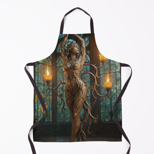 Item preview, Wooden goddess statue candleabra arms flame designed and sold by CathryneDelamort.