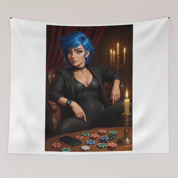 Item preview, Cipher Blue Hair Candelabra Poker Night designed and sold by CathryneDelamort.