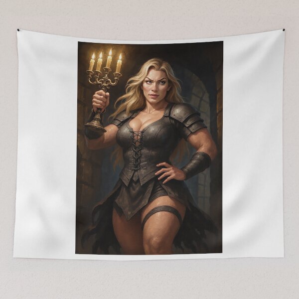 Item preview, Astrid armored warrior holds candlelit torch designed and sold by CathryneDelamort.