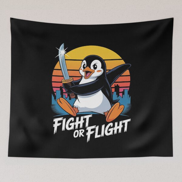 Item preview, Fight or Flight Vintage Penguin Pun Fight Or Flight Meme 1  designed and sold by RsFilsingerArt.