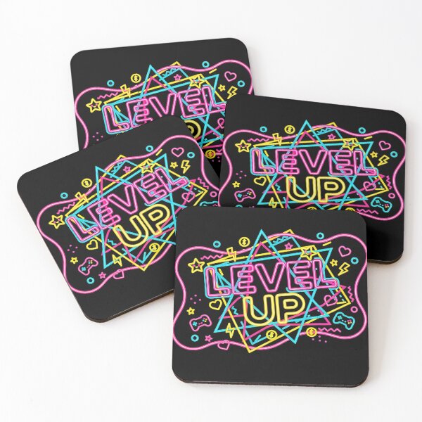 Item preview, Neon “Level Up” Abstract Gaming Logo designed and sold by GlobalBoom.