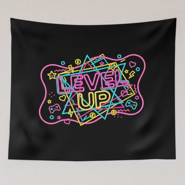 Item preview, Neon “Level Up” Abstract Gaming Logo designed and sold by GlobalBoom.