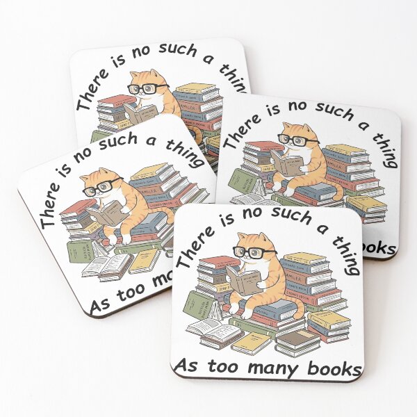 Item preview, No Such Thing As Too Many Books - Cute Nerd Cat Reading Art designed and sold by AdyKurniawan.
