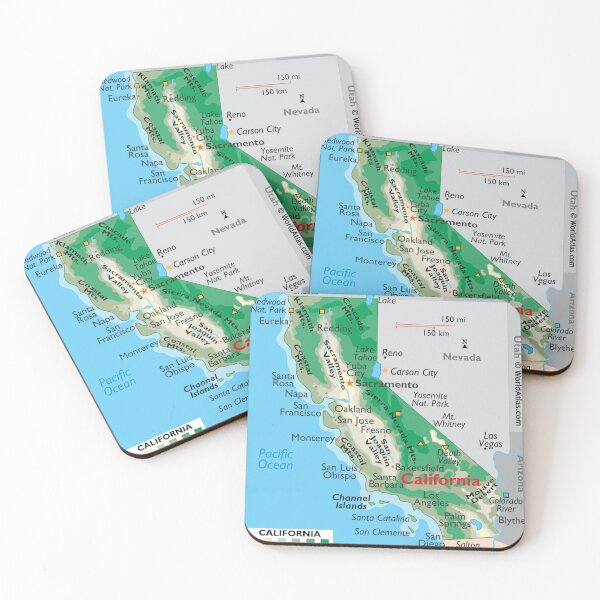 Item preview, California Map – Mountains, Coast & Cities designed and sold by WorldAtlas.com.