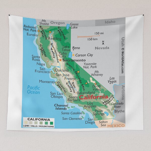 Item preview, California Map – Mountains, Coast & Cities designed and sold by WorldAtlas.com.
