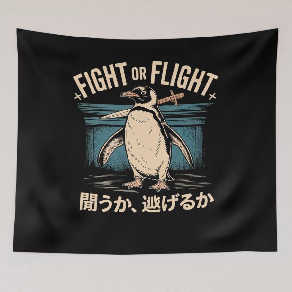 Item preview, Funny Fight Or Flight Meme Penguin With Knife 1  designed and sold by RsFilsingerArt.