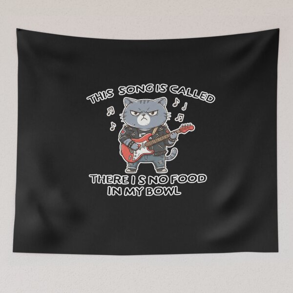 Item preview, This Song Is Called No Food In My Bowl - Funny Punk Rock Guitar Cat designed and sold by AdyKurniawan.