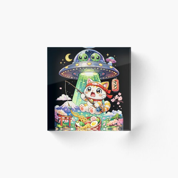 Item preview, Cute Cat Fishing Ramen – Alien Abduction designed and sold by DavdPrt.