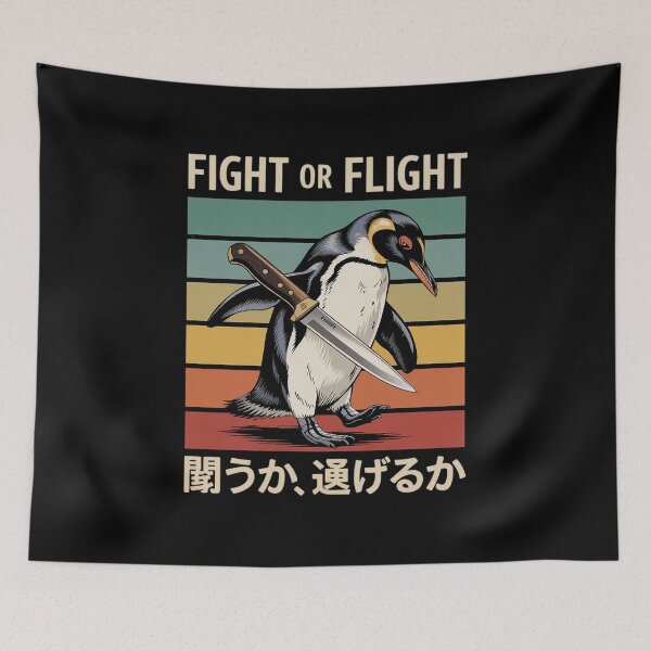 Item preview, Funny Fight Or Flight Meme Penguin With Knife 12  designed and sold by RsFilsingerArt.