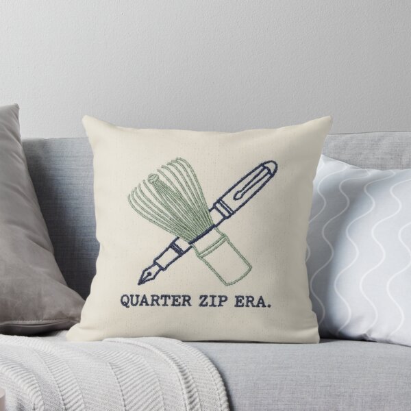 Item preview, Quarter Zip Era - Matcha and Fountain Pen Embroidery designed and sold by KAYJAY DESIGNS.