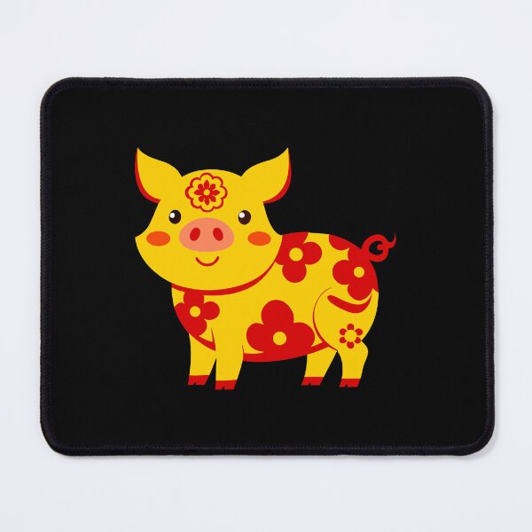 Item preview, Adorable Red and Gold Chinese Zodiac Pig with Floral Patterns designed and sold by Jirada.
