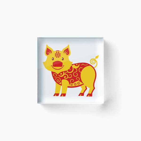 Item preview, Smiling Red and Gold Chinese Zodiac Pig with Swirl Patterns designed and sold by Jirada.