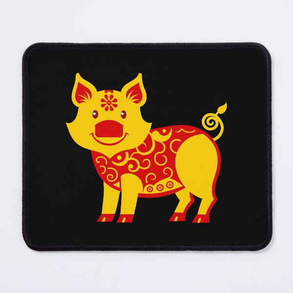 Item preview, Smiling Red and Gold Chinese Zodiac Pig with Swirl Patterns designed and sold by Jirada.
