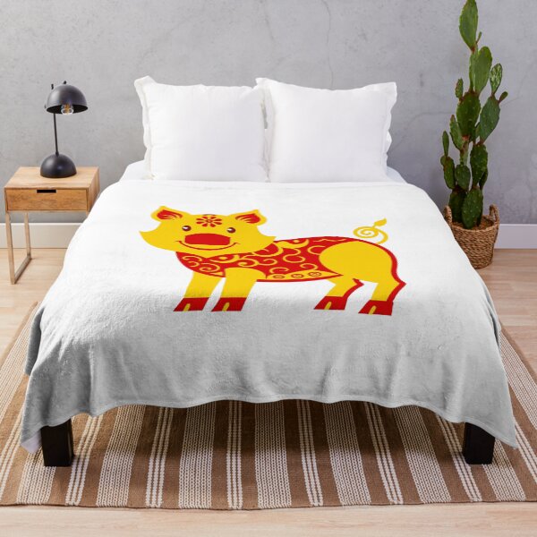 Item preview, Smiling Red and Gold Chinese Zodiac Pig with Swirl Patterns designed and sold by Jirada.