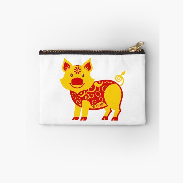 Item preview, Smiling Red and Gold Chinese Zodiac Pig with Swirl Patterns designed and sold by Jirada.
